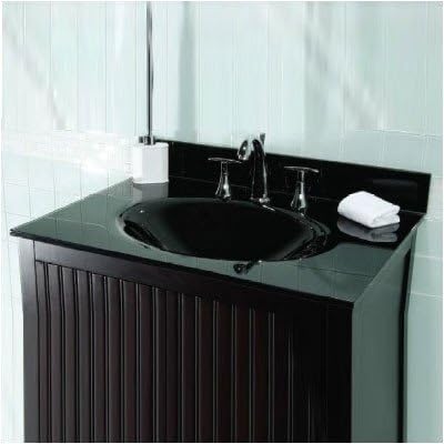 31" Glass Vanity Top with Sink Top Finish: Black