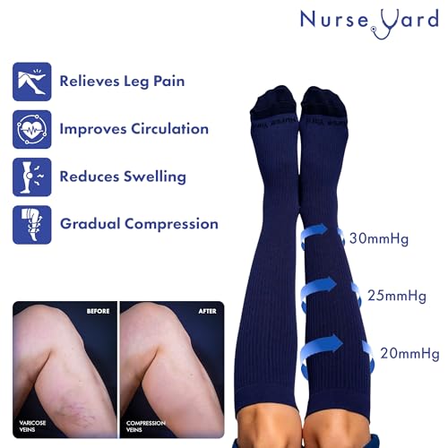 Image of Nurse Yard Compression Socks for Nurses - Women & Men - 20-30mmHg Graduated Compression, For Medical Staff, Athletes - 1 Pair