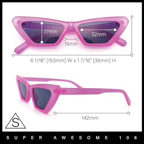 SA106 (2-Pack Combo) Womens Neon Pop Color 80s Squared Cat Eye Sunglasses2