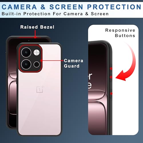 Image of CEDO Backcover for OnePlus 13s (5G) | Camera Protection Bump Shockproof Edge | Ultra Hybrid Transparent Acrylic Clear TPU+PC Hard Backcase Cover (Black)