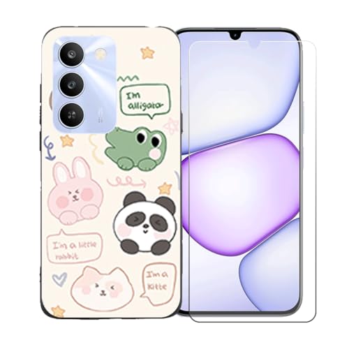 LCEHTOGYE �K�p Realme 16 5G +�����K���X�X�N���[���v���e�N�^�[�p�P�[�X�A�K�p Realme 16 5G (6,57")�ƌ݊����̂���u���b�N�\�t�gTPU�V���R���Q���P�[�X�ی�J�o�[ LLM47