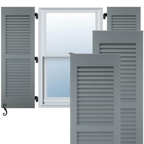 18"W x 48"H Americraft Two Equal Louver Exterior Real Wood Shutters (Per Pair), Ocean Swell