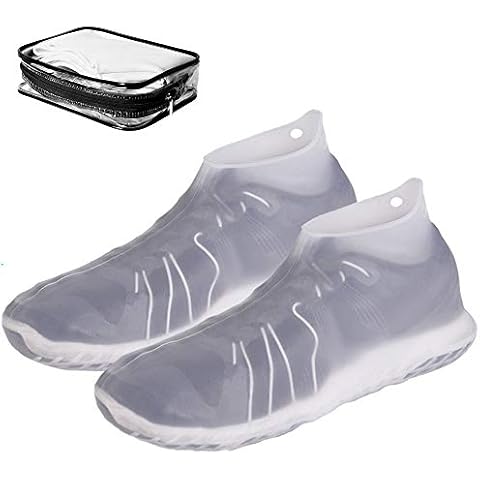 LEGELITE Reusable Silicone Waterproof Shoe Covers with Carrying Bag, No-Slip Silicone Rubber Shoe Protectors for Kids,Men and Women (Clear, XL) Cover