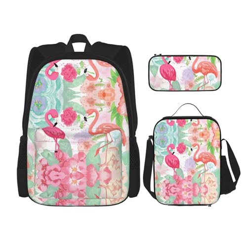 Sac à dos d'école flamant rose pour éviter de surcharger les épaules avec boîte à lunch