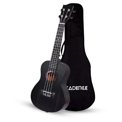 Image of Kadence UKTWBLK Concert 23 inch Acoustic Ukulele | Sapele Wood | Comes with Bag | Includes Learning Course | Black