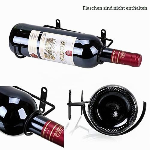 Foto von BSTKEY Weinflaschenhalter zur Wandmontage, Eisen, für Rotwein, Getränke, Likörflaschen, Metallhalterung zum Aufhängen, 6 Stück Flaschenmund nach rechts