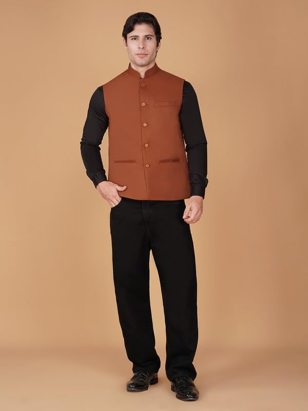 Image of Vastraa Fusion Bandi Modi Koti, Nehru Jacket for Men, Cotton Waistcoat for All Occasion: Diwali, Wedding, Ethnic, Office Party, Formal & casual Look