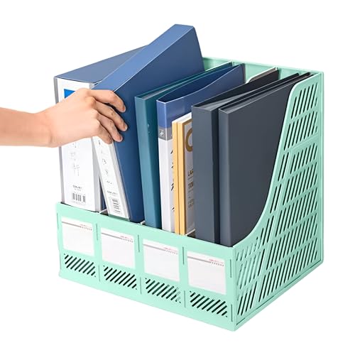 Image of DaKos 4 Compartments File Rack Paper Holder, Desktop Organizers, Letter Organizer, Magazine Book Holder Organizer, Plastic File Rack (MFP1233)