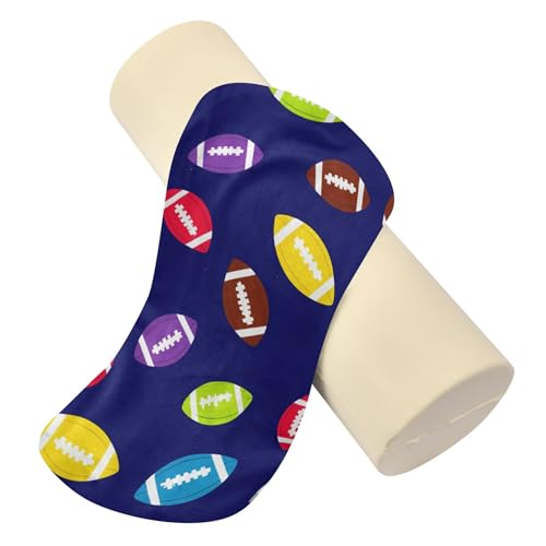 Kigai Colorful American Footballs Bolster Pillow Roll Round Cervical Neck Pillow with Removable Cover Memory Foam Soft for Head Neck Back Knee 5.5x17 in - Thumbnail 4