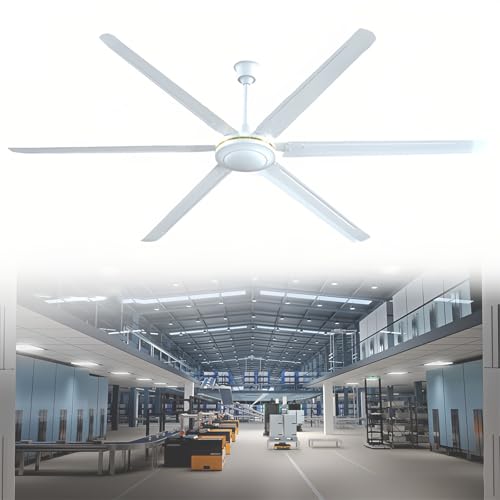 GZDXBF Ventilador De Techo Sin Luz De 200 Cm Ventilatore Industriale con Mando A Distancia, 6 Aspas, para Dormitorio, Salón, Casa De Campo Y Porche(White)