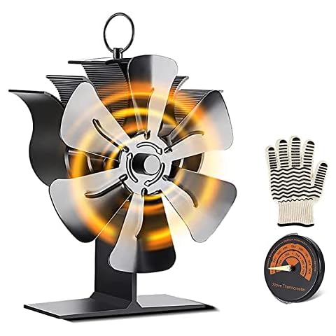 Log Fire Fan, Dnieheic Wood Burner Fans Stove Fan with Temperature Display Log Burner Fan Silent Heat Logs Fireplace Fan with Heat Circulation for Wood Log Burner Fireplace Cover