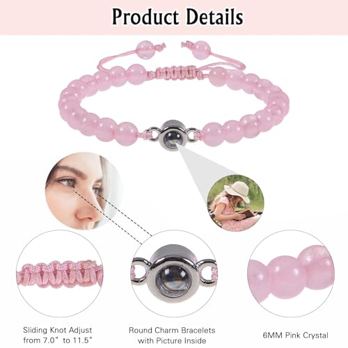 Custom Bracelet with Picture Inside,Photo Bracelet Customized Picture Personalized Photo Projection Bracelet Picture Bracelet Personalized Photo Memorial Bracelet for Men Women Couples Girlfriend Mom Memorial Gifts2