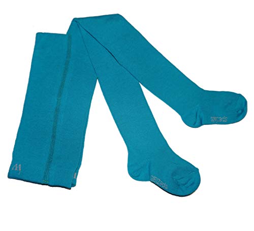 Weri Spezials Leotardos de punto fino para bebés y niños, de algodón, lisos, Azul claro., 74 cm Cover