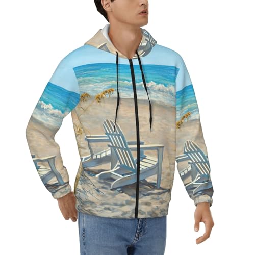 Sweat épais zippé imprimé plage vêtement chaud mode hommes taille S-3XL