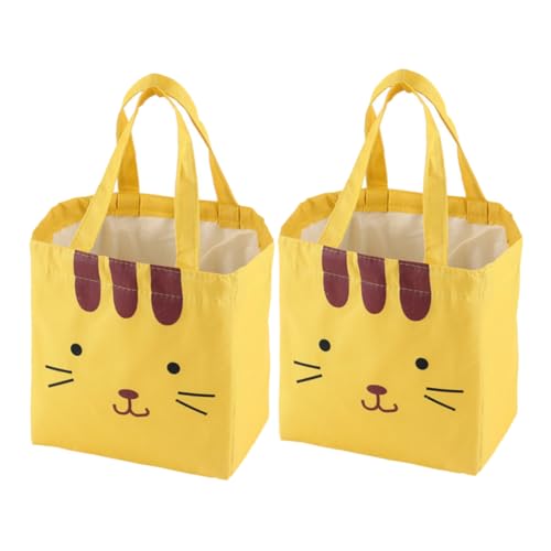 Cabilock 2 Piezas Bolsa Térmica de Almuerzo Portátil Bolsa Aislante con Diseño de Dibujos Animados para Trabajo y Picnic Color Amarillo