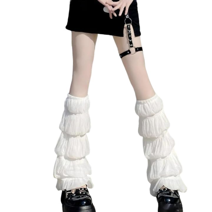 Image of SherryDC Girl's Y2k Kawaii Leg Warmers Cute Lace Harajuku Leg Sleeves Gothic Lolita Long Slouch Socks for Women