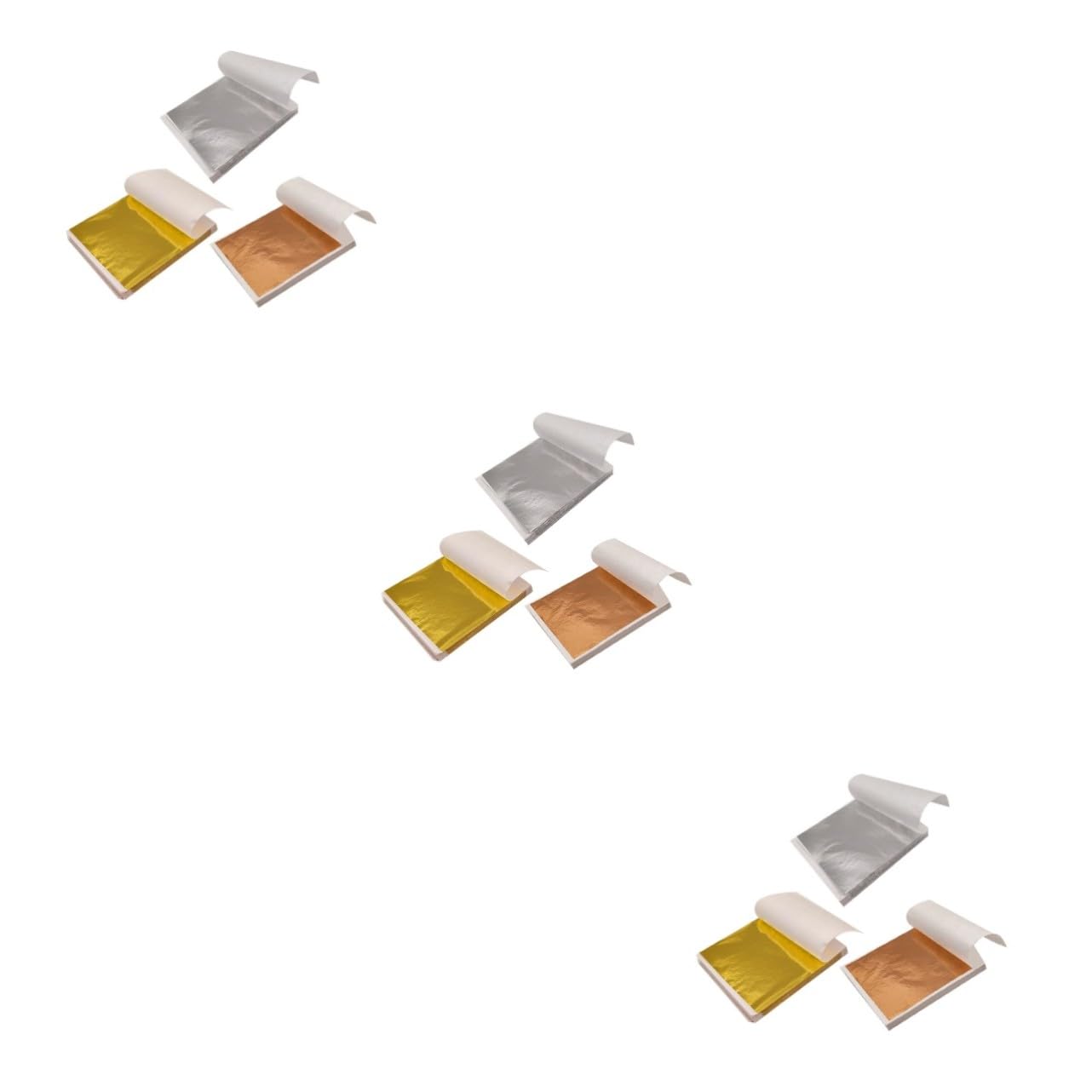 Angoily 900 Blatt Teiliges Imitations Blattgold in Gold Roségold und Silber Vielseitige Bastelfolie für DIY Kunst Nagel und Möbeldekoration Langlebige Glänzende Goldfolie für Handwerk und