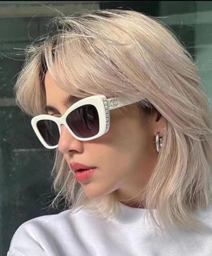 bullabulling Women's Oversized Pearl Square Sunglasses with Uv400 Protection-Trendy Gifts for Her,52mm L053