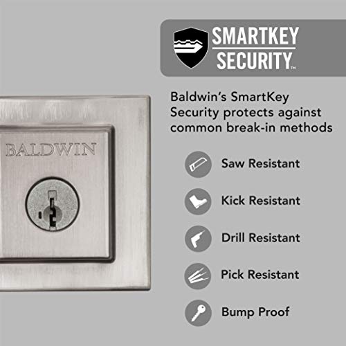 Baldwin 380SDB 15 SMT CP RCAL Spyglass, Single Cylinder Front Door Deadbolt Featuring Smartkey Re-Key Technology And Microban Protection, In Satin Nickel thumb #2