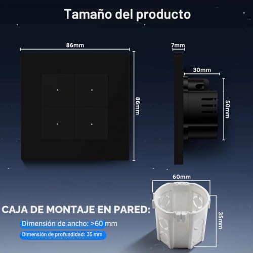 Interruptor WiFi 4 Gang empotrable Tuya Smart Life para pared 2