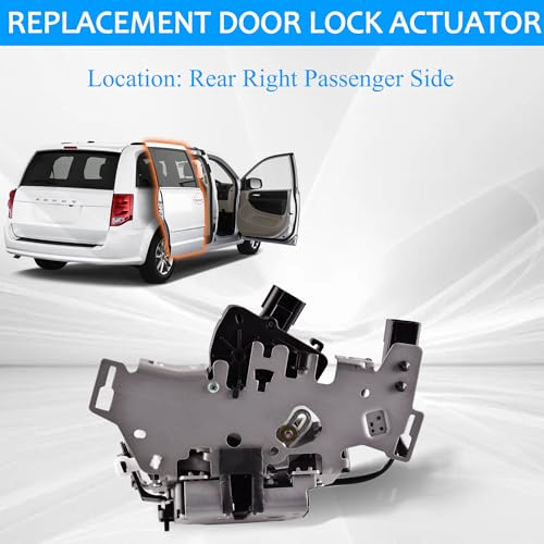 Image of Rear Right Sliding Door Lock Latch Actuator Compatible with 2008-2016 Chrysler Town & Country, 2008-2020 Dodge Grand Caravan, 2012-2015 Ram C /V Replaces 5020768AB 5020768AC 68030378AC