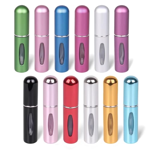 hongliang 12 PCS Travel Refillable Perfume Atomizer Bottles 5ml Mini Portable Spray Bottles for Travel Accessories Multicolor Perfume Containers