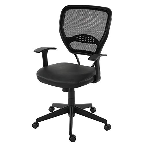 Mendler Fauteuil/Chaise de Bureau Seattle, Charge 150kg, Similicuir - Noir, avec accoudoirs