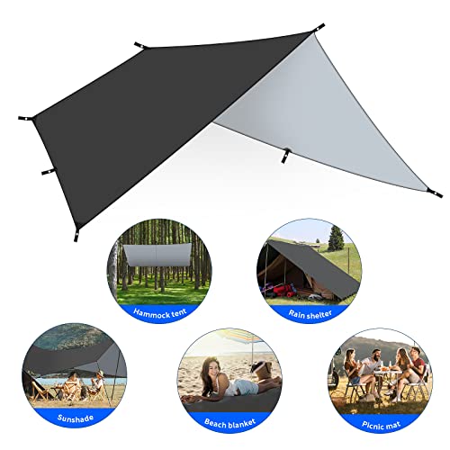 Camping Tarp Waterproof 10 X 10'' Hammock Tent Hammock Rain Fly, Uv Protection Lightweight Camping Gear And Accessories, Tarp For Tent Camping Hammock With Tent Stakes, Ropes, Tensioners And Carry Bag #TOP2