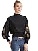 Floerns Women's Embroidery Lantern Sleeve Mock Neck Blouse Top