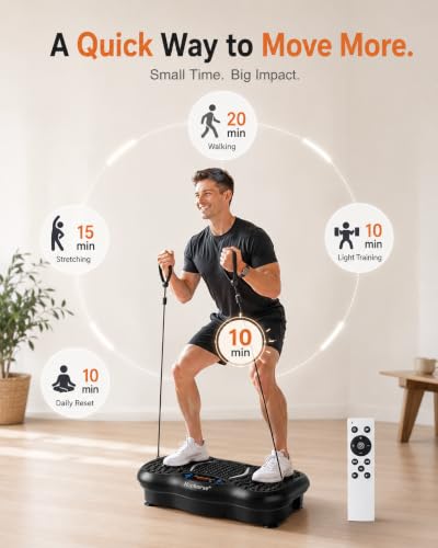 Vibration Plate Exercise Machine, 200 Speed Levels Fitness Platform for Full Body Workout & Weight Loss, 300 Lbs Capacity Vibration Board with Resistance Bands for Home Gym — view 4