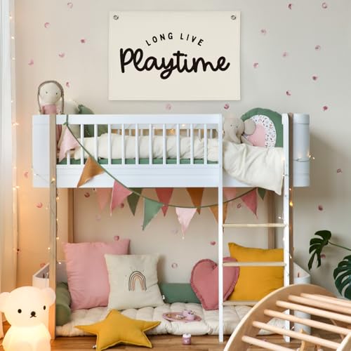 Image of Playroom Decor,Long Live Playtime Linen Hanging Banner Flag Decor for Nursery Playroom Toddler Kids Room Decor, Classroom Decorations,Classroom Must Haves 30x20 playtime