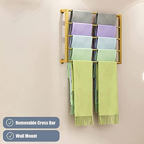 Wall Mount Storage Organizer, Space-Saving Display Rack for Scarves, Shawls, Belts, Towels, Ideal for Home and Retail Use,Gold-60x60cm-5 Tier
