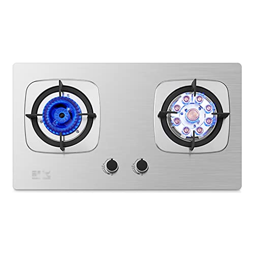 Gas Hob Black,73Cm Built-Ingas Hob Black, 2 Zone Table-Top Cooking, With Max And Min Zinc Alloy Knob (R NG) (C NG)