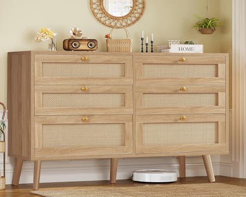 TEENFON 6-Drawer Boho Bedroom Dresser