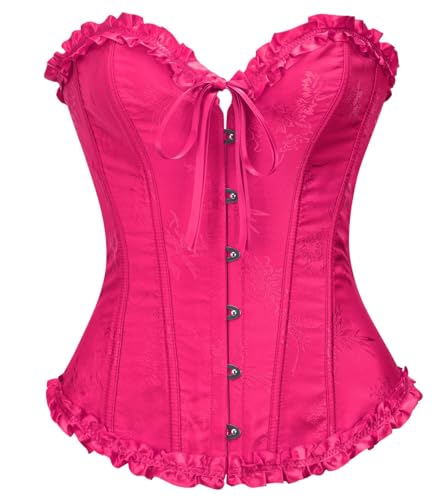 Image of Bslingerie Women Cute Pastel Colour Corset Top Shapewear Lingerie (XL, Hot Pink)