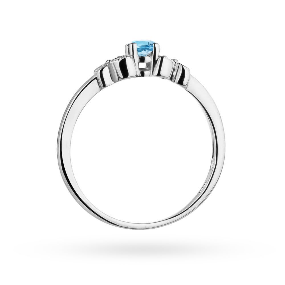 MARKO Weißgold Verlobungsring Damen Goldring mit 0.15 Karat Topas und 0.02 Karat Diamanten- Gold Verlobungsring - 14 K Gold 585 - Goldring für Frauen