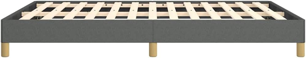 Queen Bed Frame Dark Grey Fabric with Engineered Wood, Sturdy Platform Foundation, Modern Minimalist Bedroom Furniture, Easy Assembly, Durable Mattress Support