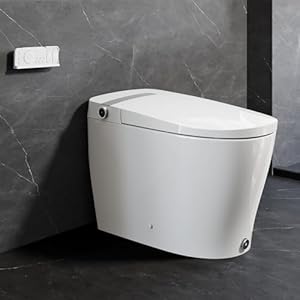Smart Toilet with Built-in Bidet, One-Piece Bidet Toilet for Bathrooms, YA60 Bidet Toilet with Auto Flush, Kick Flush, Heated Seat, Warm Water and Dryer, Night Light, and Blackout Flush