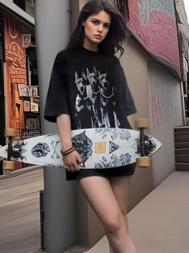 Vamtac Oversized Washed Dog Graphic Tees Vintage Streetwear T-Shirt Casual Summer Tops Unisex