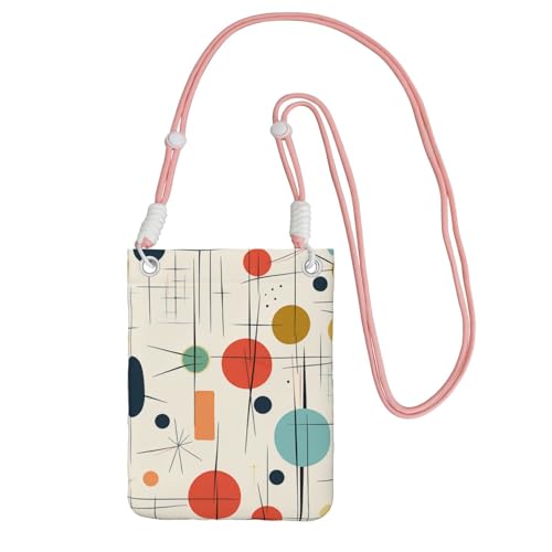 Pochette de voyage moderne du milieu du siècle rose avec bandoulière noire