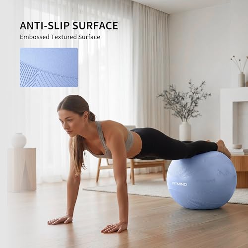 Image of Extra Thick Yoga Ball with Training Instruction, Anti-Burst Slip Resistant Exercise Ball with Pump for Pilates,Physical Therapy,Pregnancy Stability,Birthing Ball 22in 26in 30in