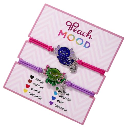 COLORFUL BLING Conjunto de pulseras de ojos malvados Axolotl Tortuga, cambian de color según el estado de ánimo, pulseras de emociones, sentimientos, amistad para mujeres, con tarjeta, joyería de