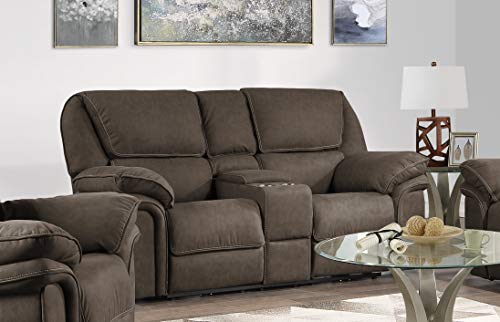 Artum Hill Rossi Power Loveseat with Dual Recliners, Hidden Storage, and USB Charging Station, Grey Taupe
