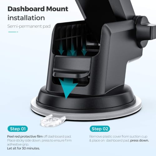 Image of VANMASS CLITZ Premium Easy One Touch Dashboard & Windshield Universal Car Mount Phone Holder Desk Stand with Suction Cup Base and Telescopic Arm for iPhone, Samsung, Google, More Smartphones
