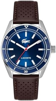 Lacoste Men's Boston Casual Watch 2011489, Blue/Brown, 39 mm