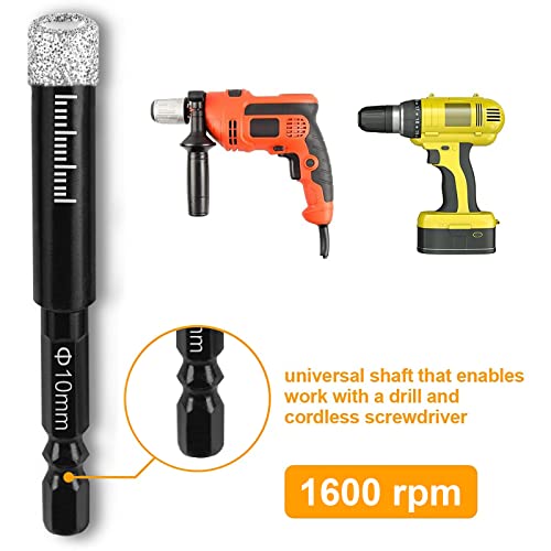 flintronic Fliesenbohrer Set, 6 8 10 12 Diamantbohrer & 6mm Anbohrer, Diamant Bohrer Set, Fliesen Bohrer, Glasbohrer Set, Fliesen Bohrer mit Sechskantschaft, Feinsteinzeug Bohrer zum Bohren Keramik