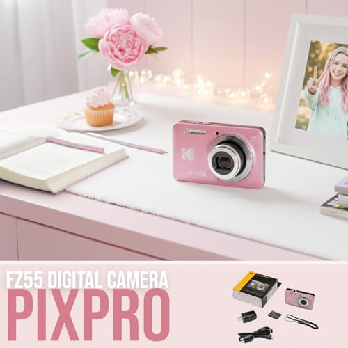 Image of Kodak Pixpro FZ55 16MP 1080p 5X Optical Zoom Digital Camera Pink (Pink) | 16.35MP Sensor, 1080p Full HD Video, 2.7 LCD, Rechargeable Li-Ion Battery