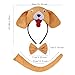 Animal Headband Tail Bowtie Set Hair Hoop Costume Accessory Kit for Fancy Dress, Dark Yellow