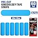 60PCS Precut Kinesiology Tape Strips, 2 inch x 10 inch Athletic Tape, Kinetic Tape, Elastic Muscle Tape, Sports Tape, Knee Tape for Exercise and Daily Use - Light Blue