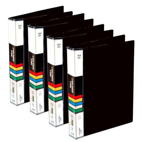 Image of ANG 2D Ring Binder File a4 Size for Certificates Document Holder Pack of 4- Black